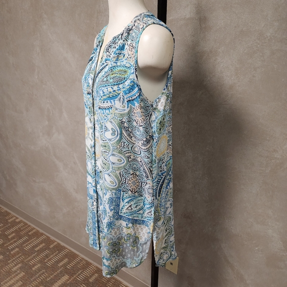 Spense Button Front Sleeveless Tunic Style Top Size Medium - Picture 4 of 11